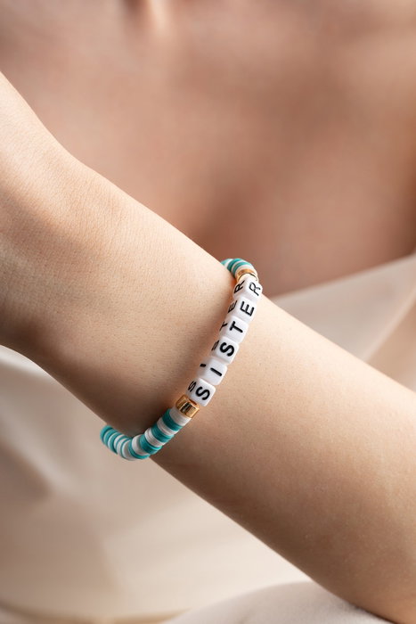 Heliophilia Silver Pulsera Verde y Blanco con Colgante de Aleación